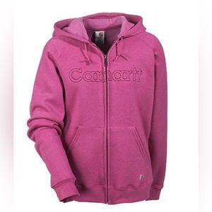 Carhartt Tulip Pink Heather Embroidered Logo Full Zip Hoodie Size S (4/6)